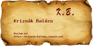 Krizsák Balázs névjegykártya